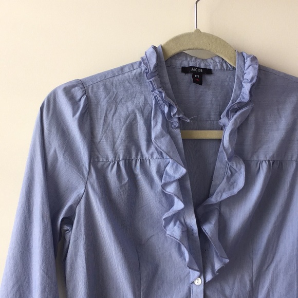 Jacob Blue and White Stripe Ruffle Blouse - Picture 9 of 12